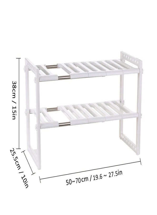 INOVERA (LABEL) Plastic 2 Tier Pool Space Under Sink Storage Organizer - Adjustable Kitchen Rack Holder - Expandable Cabinet Shelf (50-68L x 25B x 41.5H cm, White) - Image 2